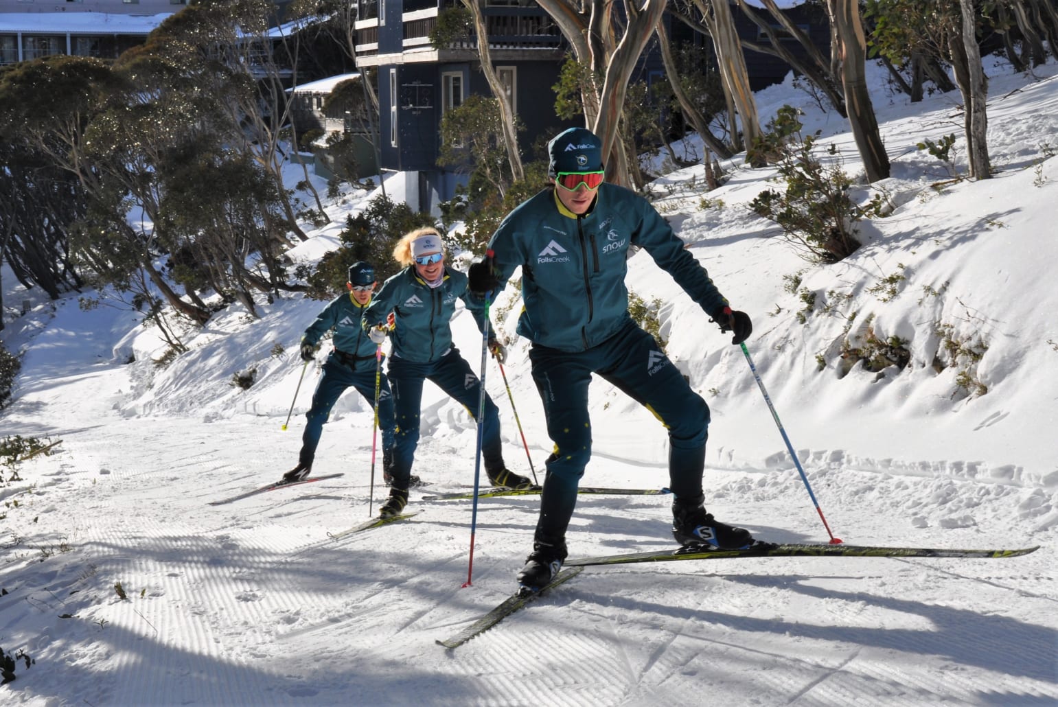Aussie crosscountry ski team members putting in the hard yards