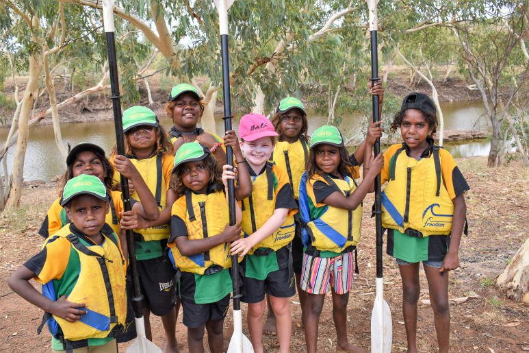 Canteen Creek and Epenarra boys team up for a day on the water