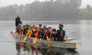 Local Scouts go dragon boating on Lake Sambell